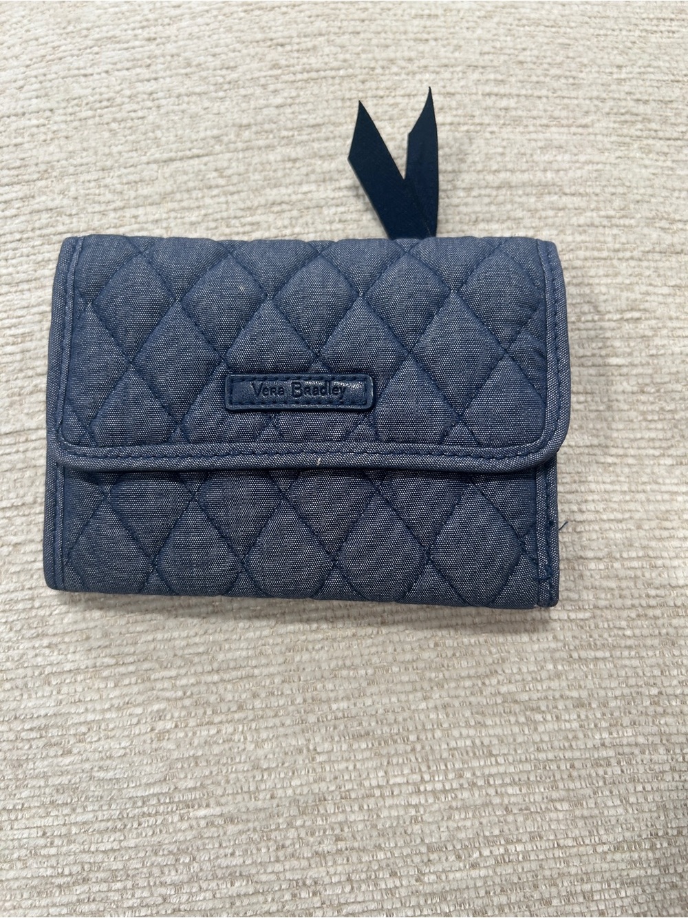 Vera Bradley Quilted Trifold Wallet in Navy Denim